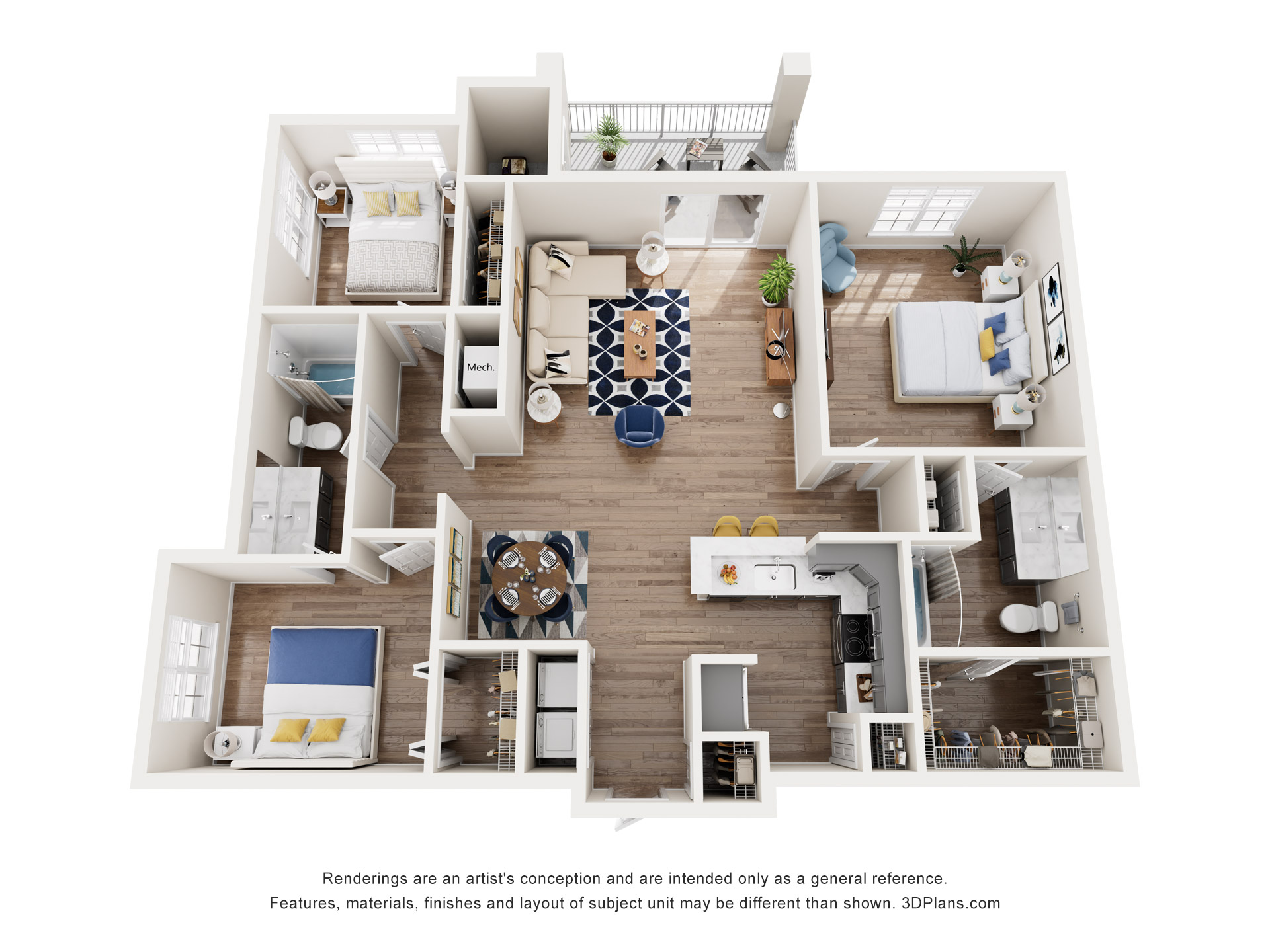 3 Bedroom, 2 Bathroom Gold Image